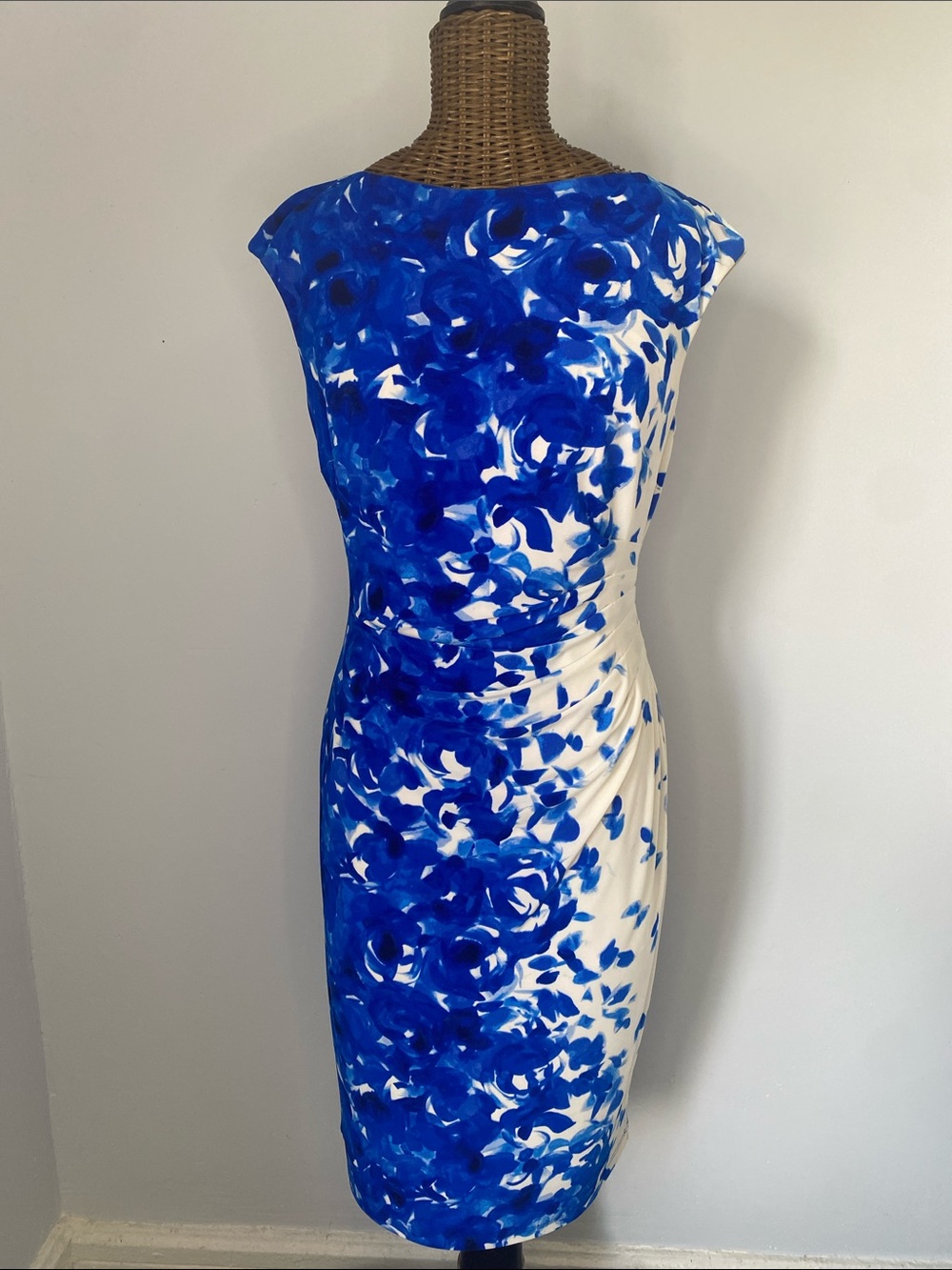 Lauren Ralph Lauren Blue and White Floral Midi Dress